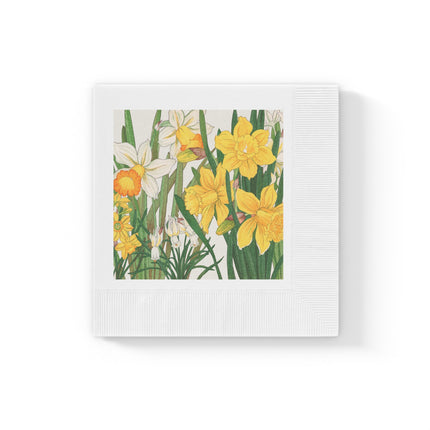 Daffodil by Tanigami Kônan White Coined Napkins