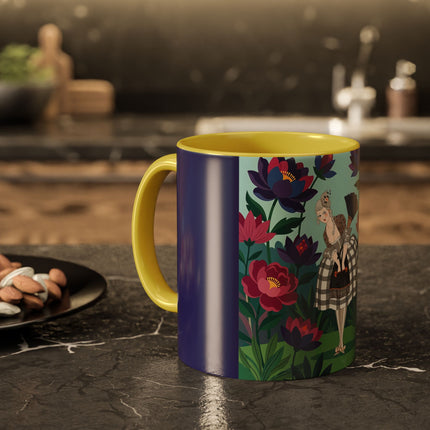 The Lady Of The Lotus Garden Colorful Mugs – Art Deco Botanical Elegance