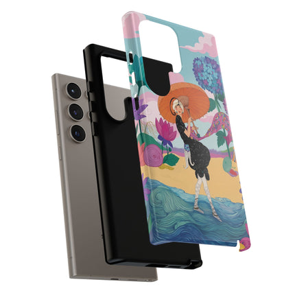 🌊☂️ The Lady Of The Flowered Seashore Phone Case – Art Deco Seaside Fashion