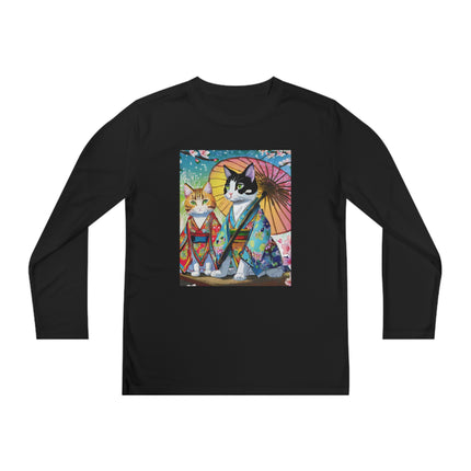 Kimono Kitties Youth Long Sleeve Competitor Tee – Anime Charm & Whimsical Elegance