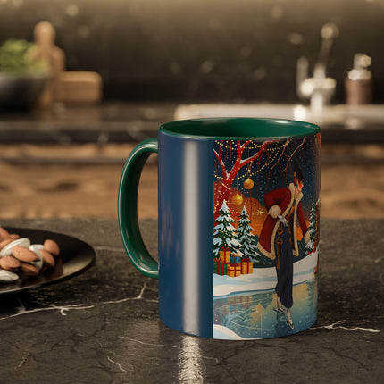 ⛸️🎄 The Christmas Skating Pavilion Colorful Mug – Art Deco Holiday Fantasy