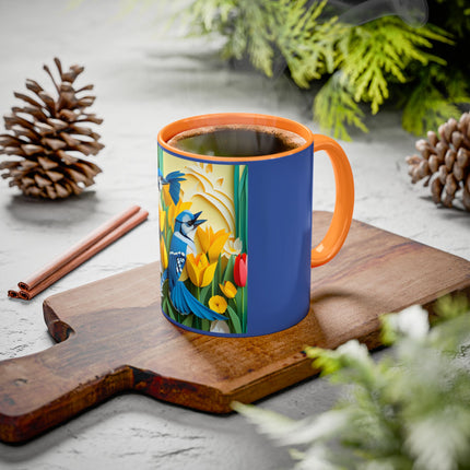 Blue Jays in a Spring Garden Colorful Mugs (11oz, 15oz)