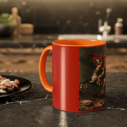 Napoleon Crossing the Alps by Jacques-Louis David Colorful Mugs (11oz, 15oz)