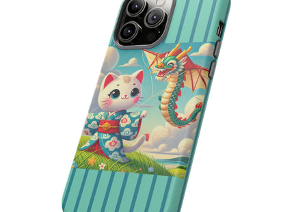 Geisha Kitten and the Dragon Kite Phone Cases
