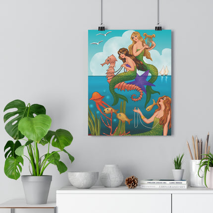 Three Mermaids with Strings of Pearls by Carlo Chiostri Giclée Art Print
