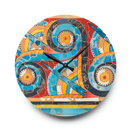 Reproduction of S-Spiral Frieze by Emile Gilliéron Acrylic Wall Clock, Round and Square