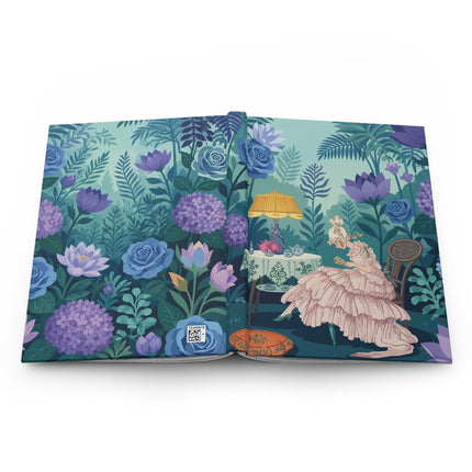 🌸🫖 The Lady Of The Secret Garden Tea Hardcover Journal – Art Deco Fashion Illustration