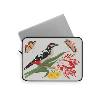 Woodpecker & Tulip Laptop Sleeve – Vibrant Energy & Cheerful Charm