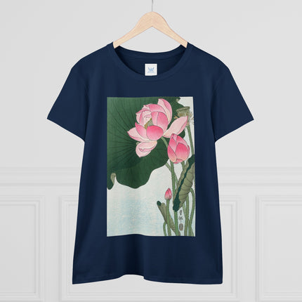 Blooming Lotus Flowers by Ohara Koson Women's Midweight Cotton Tee
