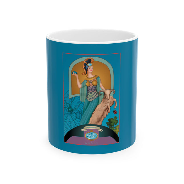 March & Aquamarine (from the Gem Series) by Sofia Chiostri Ceramic Mug 11oz