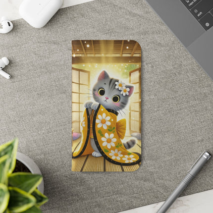 🐱🍵 Playful Kitten in the Tea Room Flip Case – Curious Charm & Cozy Whimsy