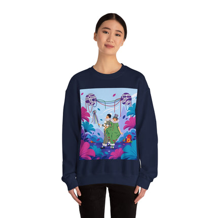 🎭🌸 The Garden Masquerade Crewneck Sweatshirt – Art Deco Floral Whimsy