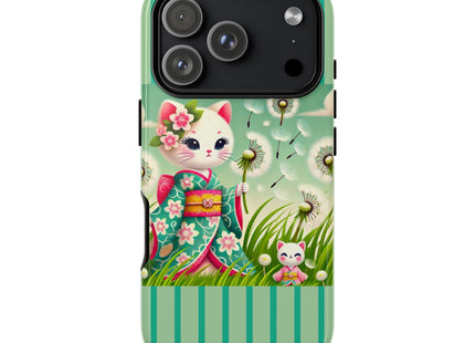 Geisha Kitten and the Dandelion Phone Cases