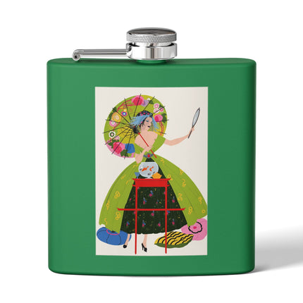 Lady with the Golden Fish Stainless Steel Flask – Whimsical Fashion & Playful Fantasy