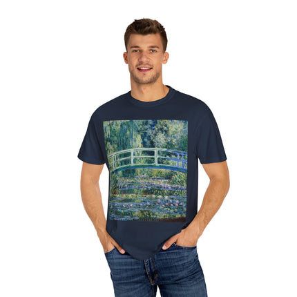 Water Lilies and Japanese Bridge by Claude Monet Unisex Garment-Dyed T-shirt
