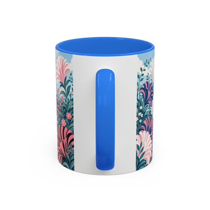 🌸🦋 The Enchanted Pink Blossom Retreat Colorful Mug – Art Deco Floral Whimsy