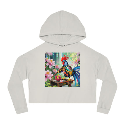 Cyberpunk Rooster Cropped Hooded Sweatshirt