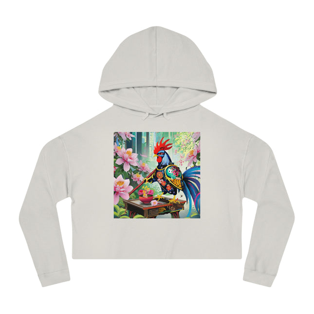Cyberpunk Rooster Cropped Hooded Sweatshirt