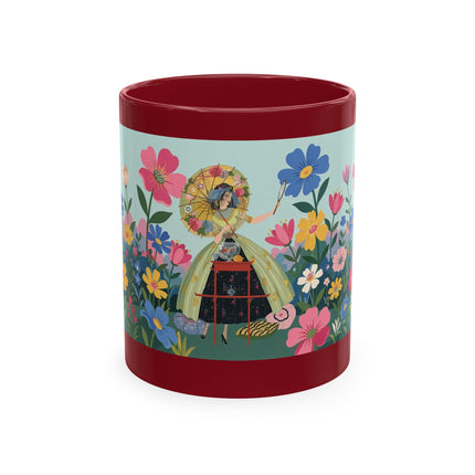 🌼🪭 The Lady Of The Grand Flower Garden Ceramic Mug – Art Deco Garden Whimsy