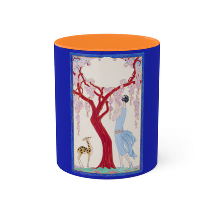 Woman, Fawn, and Red Tree by George Barbier Colorful Mugs, 11oz