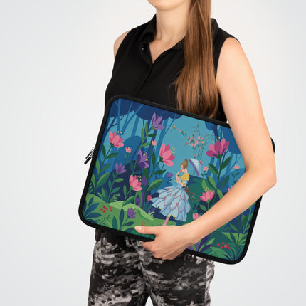 🌸☂️ The Lady Of The Enchanted Forest Stroll Laptop Sleeve – Art Deco Woodland Elegance