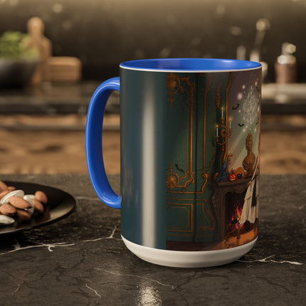 🕯️🎃 The Moonlit Manor Drawing Room Colorful Mug – Elegant Halloween Charm