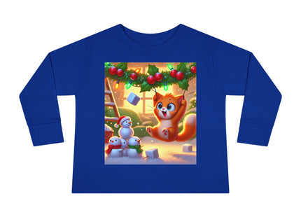 Naughty or Nice Kitten Christmas Toddler Long Sleeve Tee