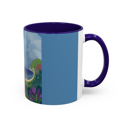 The Lady And The Sea Breeze Colorful Mugs – Art Deco Coastal Serenity
