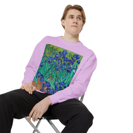 Irises by Vincent Van Gogh Unisex Garment-Dyed Sweatshirt