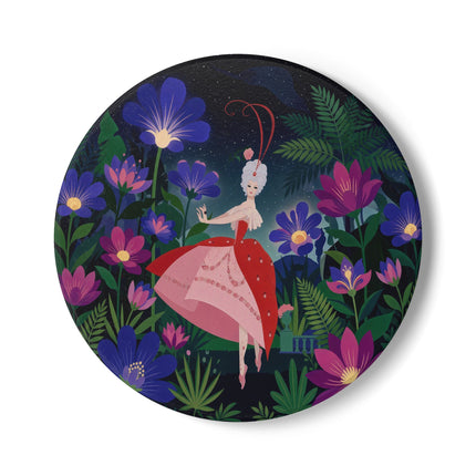 🌺✨ The Lady Of The Starlit Enchanted Garden Ceramic Coaster – Art Deco Floral Fantasy