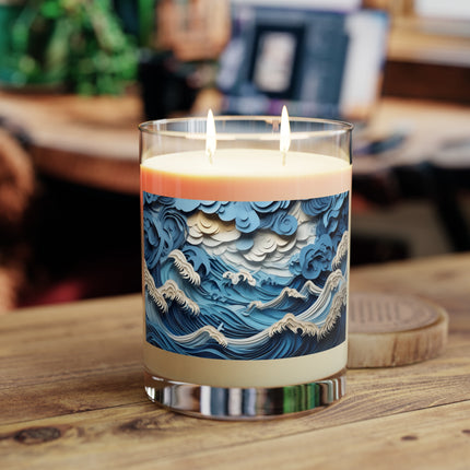Dramatic Ocean with Crashing Waves Scented Candle - Full Glass, 11oz - The White Tea & Fig, The Lavender & Sage, and The Ocean Mist & Moss