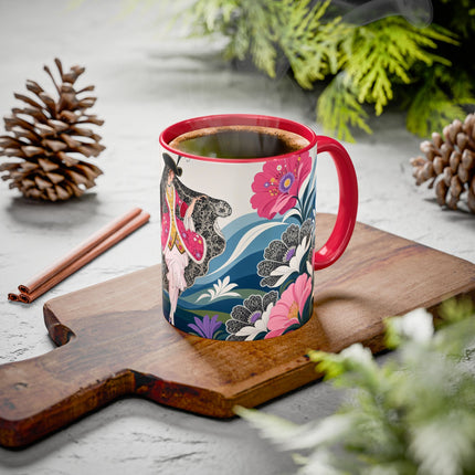 🌸🎀 The Pink Lace Garden Promenade Colorful Mug – Art Deco Fashion Elegance