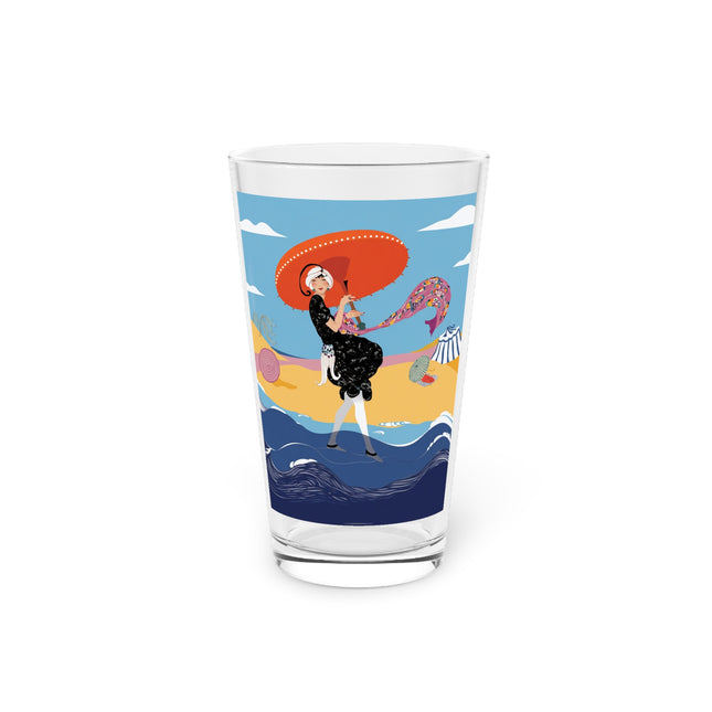 Beachside Promenade Pint Glass – Chic Summer Stroll & Coastal Glamour