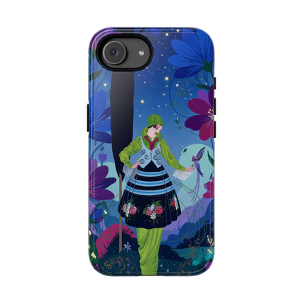🌸🐦 The Lady Of The Midnight Bird Garden Phone Case – Art Deco Floral Fantasy