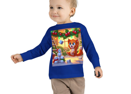 Naughty or Nice Kitten Christmas Toddler Long Sleeve Tee