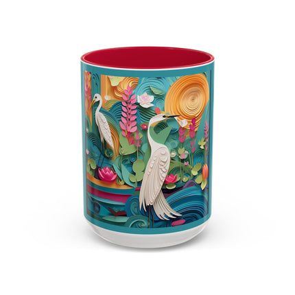 Elegant Egret Oasis Colorful Mugs (11oz, 15oz)