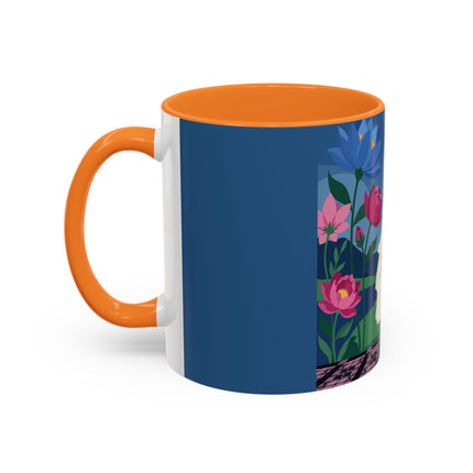 The Lady Of The Golden Parasol Colorful Mugs – Art Deco Botanical Elegance