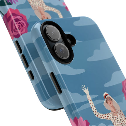 🌺👒 The Grand Flower Promenade Phone Case – Art Deco Fashion Illustration