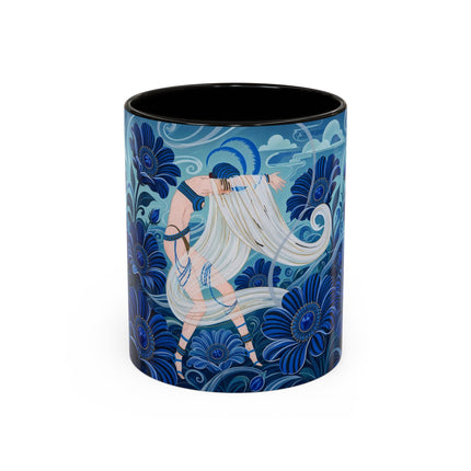 💙🌸 The Sapphire Wind Dancer Colorful Mug – Art Deco Floral Fantasy