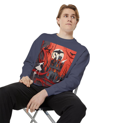 Halloween Night Scene Unisex Garment-Dyed Sweatshirt