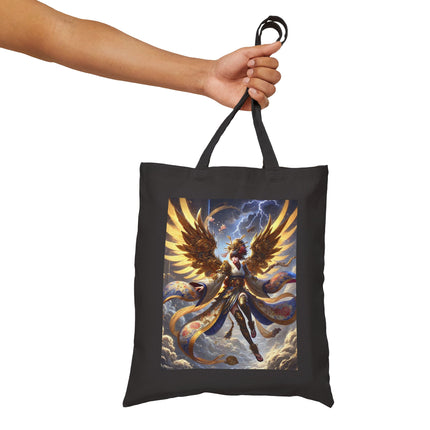 Valkyrie Descending Through Storm Cotton Canvas Tote Bag
