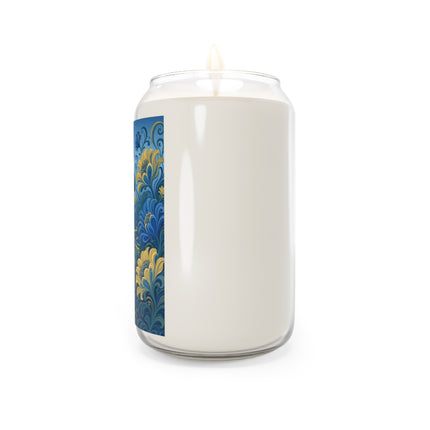 💙🌼 The Lady Of The Golden Blue Flower Garden Scented Soy Candle – Art Deco Floral Whimsy