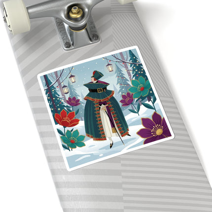 🏮❄️ The Winter Lantern Promenade Kiss-Cut Sticker – Art Deco Holiday Fantasy