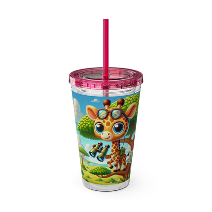 Giraffe Lookout Sunsplash Tumbler with Straw, 16oz