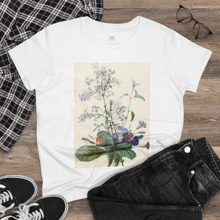 A Bouquet of Flowers with Insects by Pierre Joseph Redouté Women's Midweight Cotton Tee
