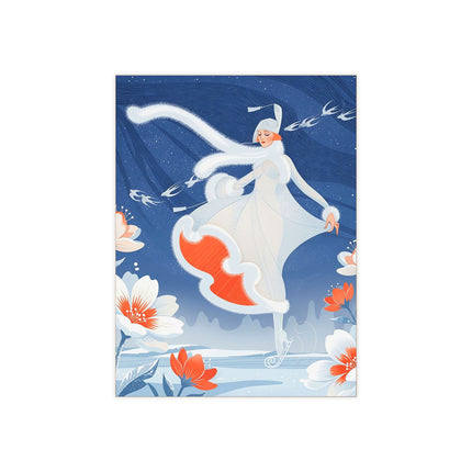 ❄️⛸️ The Winter Ice Dancer Ceramic Tile – Art Deco Winter Elegance