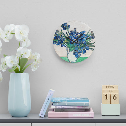 Irises by Vincent Van Gogh Acrylic Wall Clock, Round and Square