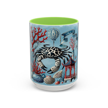 Spotted Crab & Pagoda Colorful Mug – Mystical Ocean & Asian Harmony
