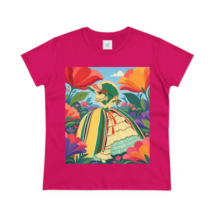 🌺🎀 The Girl In The Striped Garden Cotton Tee – Art Deco Floral Fashion