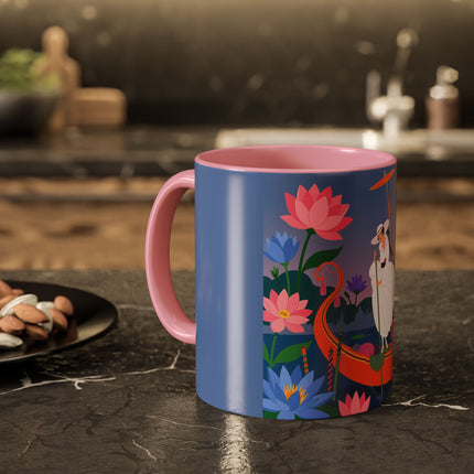 The Lady Of The Lotus Voyage Colorful Mugs – Art Deco Botanical Elegance